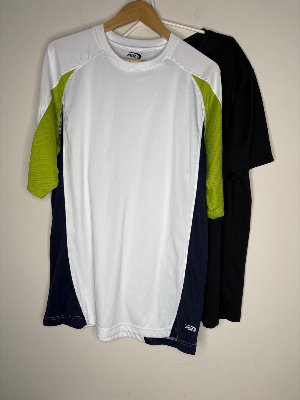 MTA Sport Mens Size Large Performance Shirts Short Sleeve Lot of 2 Black White
